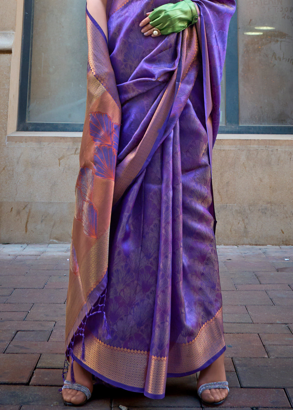 Spanish Purple Two Tone Organza Silk Saree