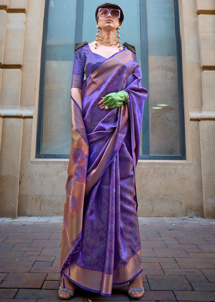 Spanish Purple Two Tone Organza Silk Saree
