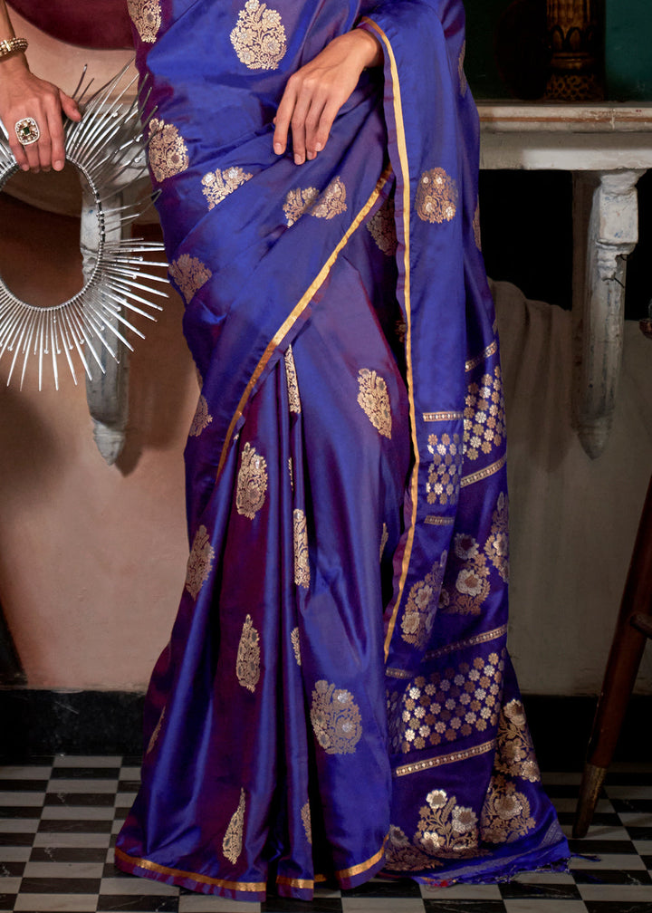 Purple Zari Satin Silk Saree