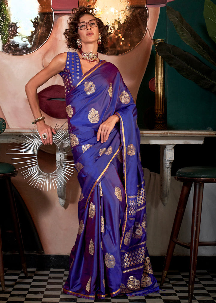 Purple Zari Satin Silk Saree