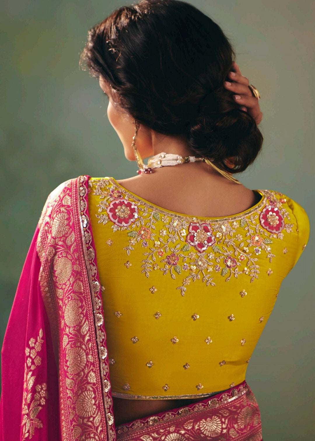 Fuchsia Pink Viscose Dola Silk Saree