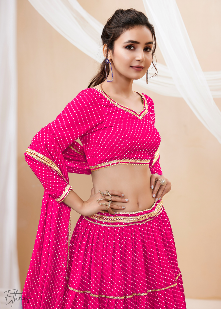 Fuchsia Pink Georgette Lehenga Choli