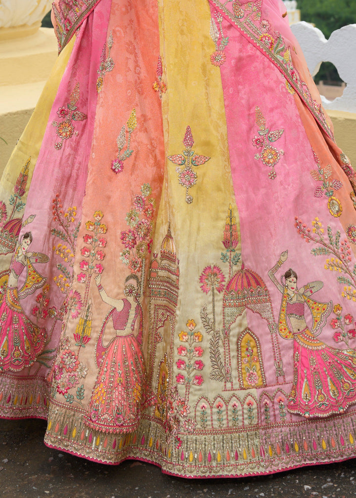 Multicolored Banarasi Silk Lehenga With Heavy Embroidery Work : Top Pick