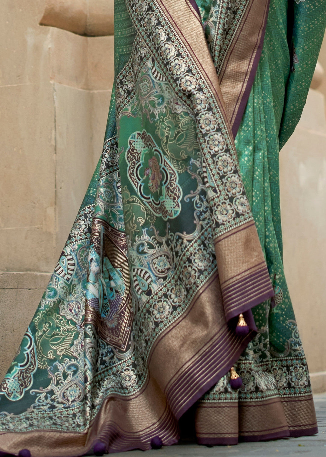 Jade Green Poly Viscose Silk Saree