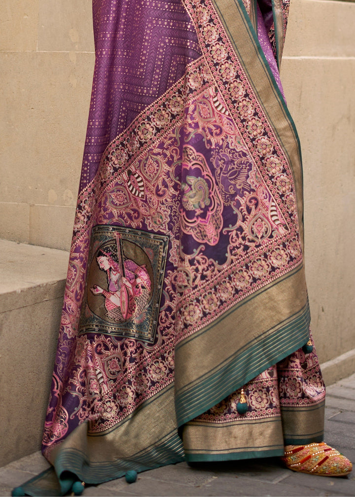 Purple Poly Viscose Silk Saree