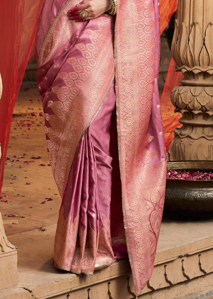 Fuchsia Pink Satin Silk Saree