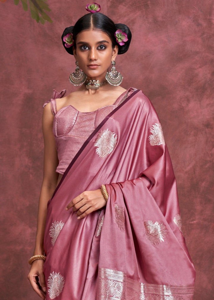 Wild Orchid Satin Banarasi Silk Saree