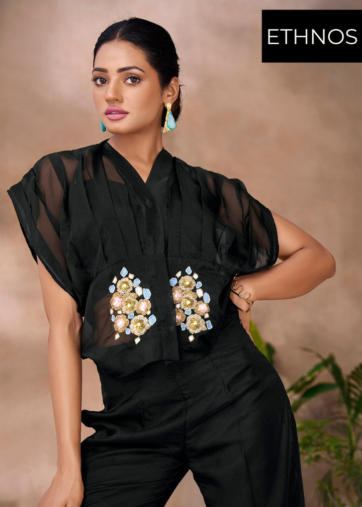Black Handwork Organza Co-ord Set
