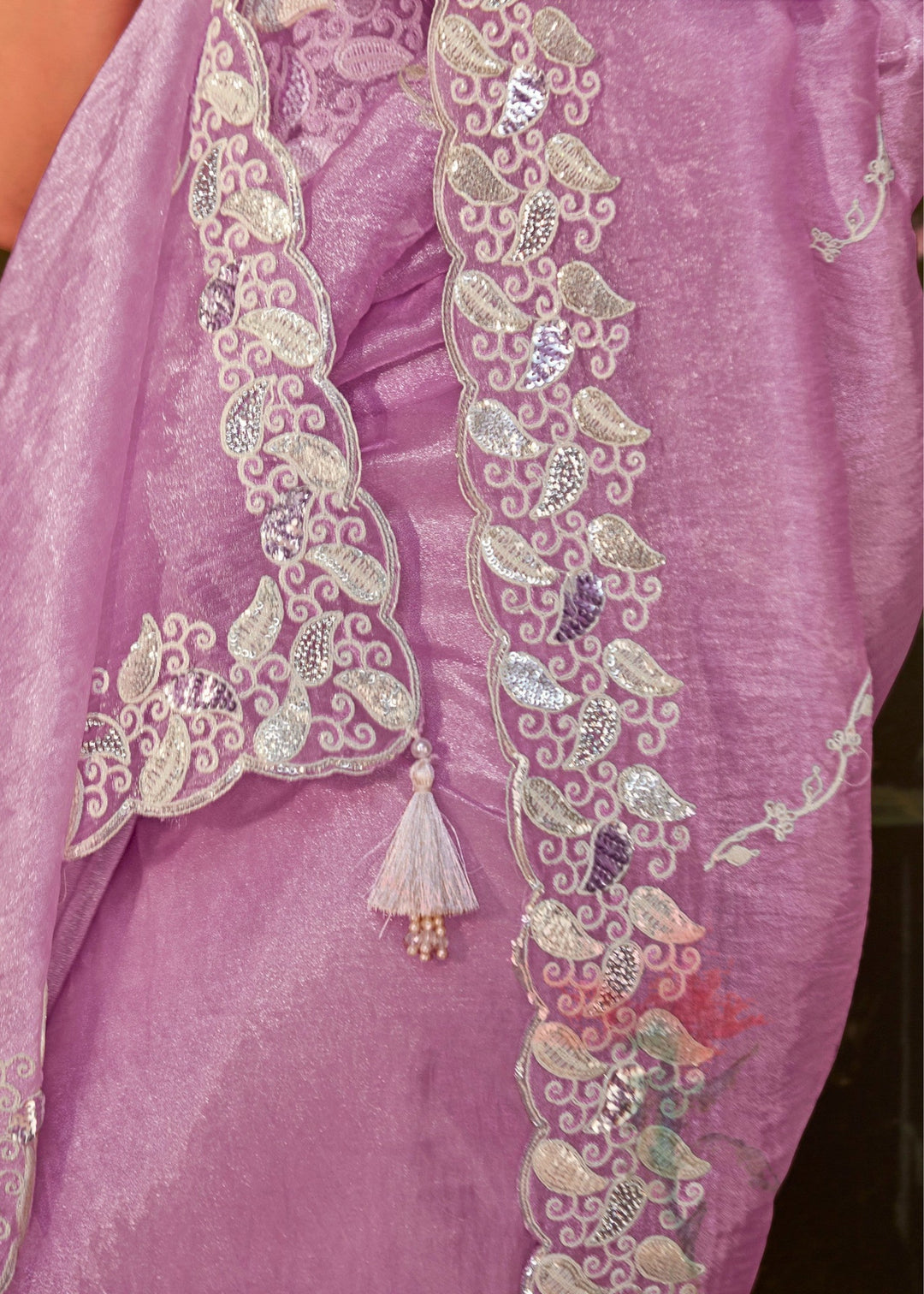 Lavender Purple Cotton Silk Saree