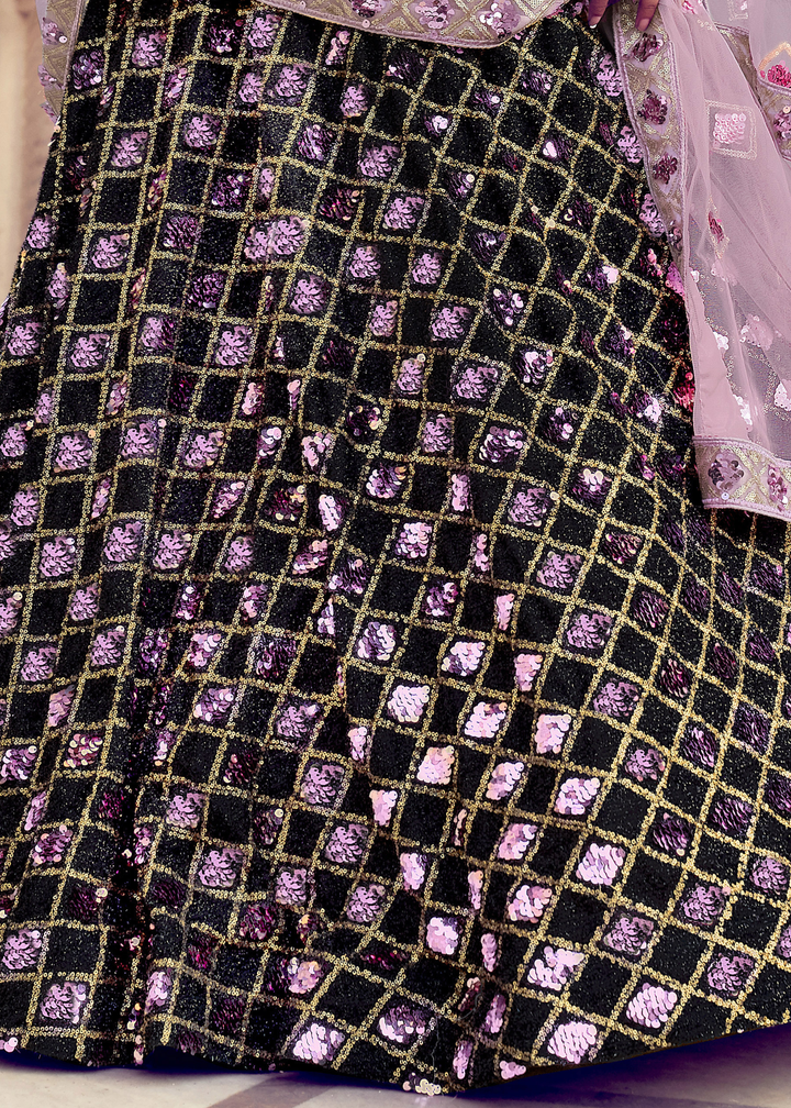 Black & Pink Designer Lehenga Choli with Sequins work