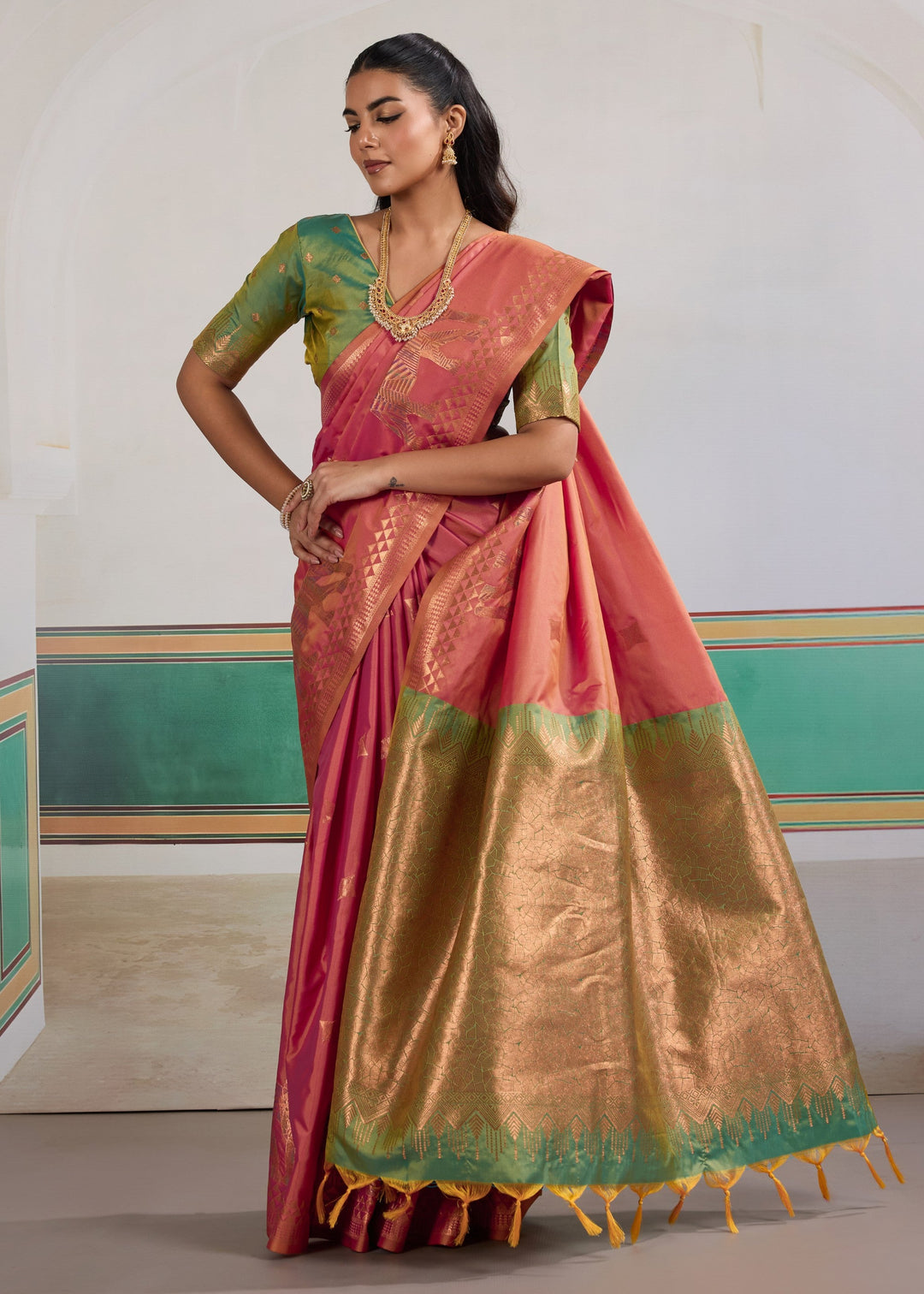 Rani pink Pure Silk Saree