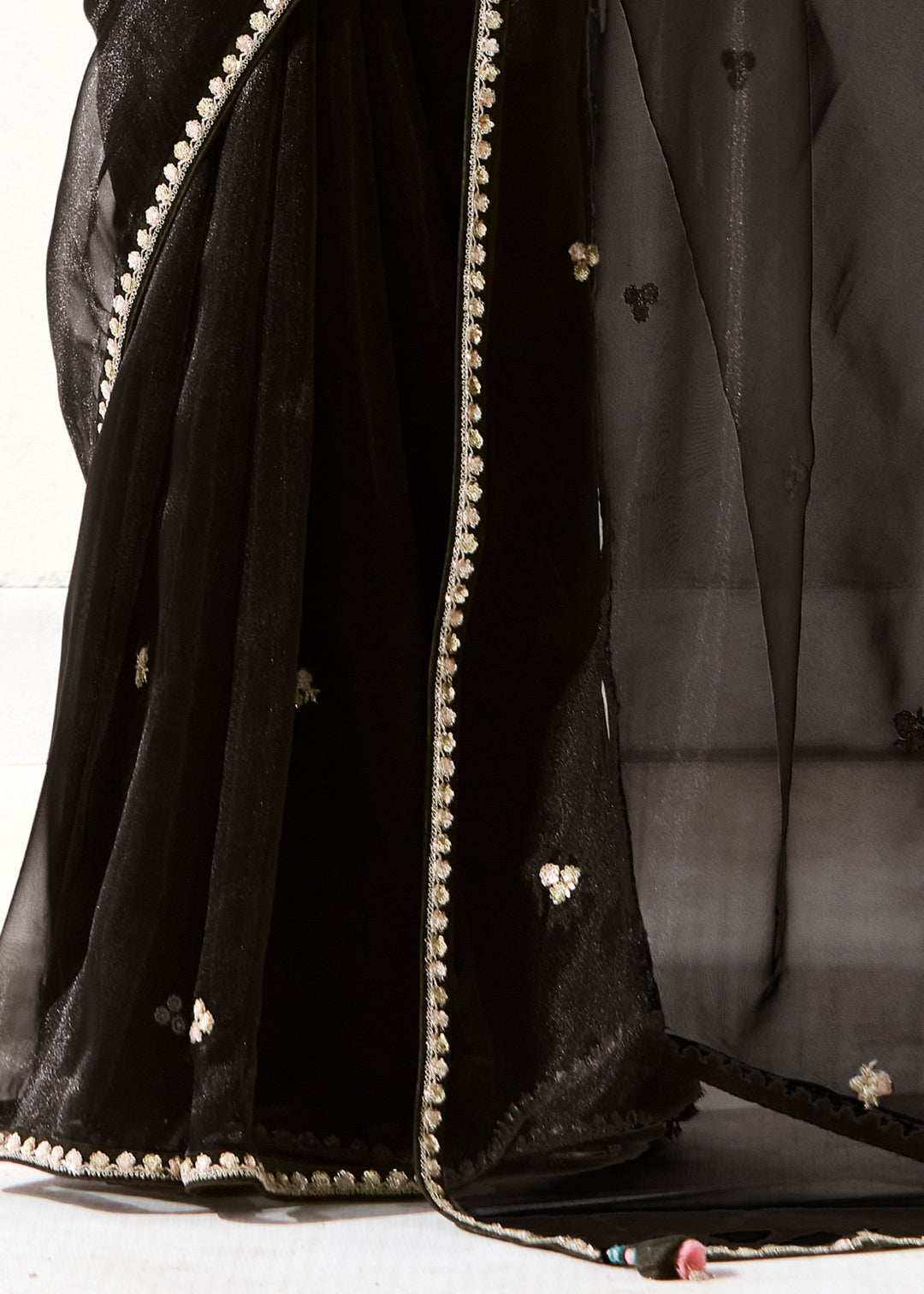 Coal Black Organza Tissue Silk Saree : Top Pick