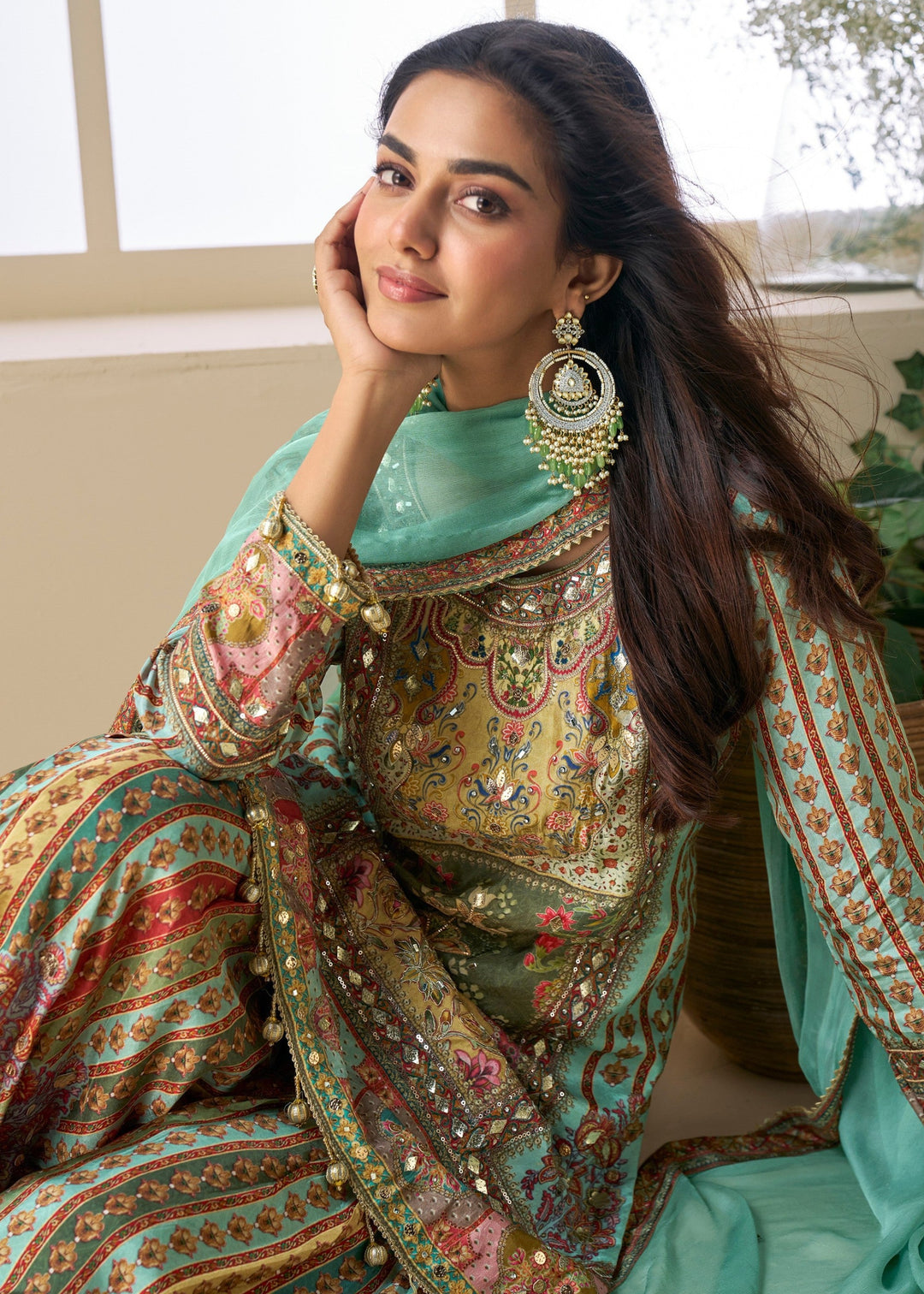 Pistachio Green Viscose Crepe Silk Salwar Suit : Top Pick