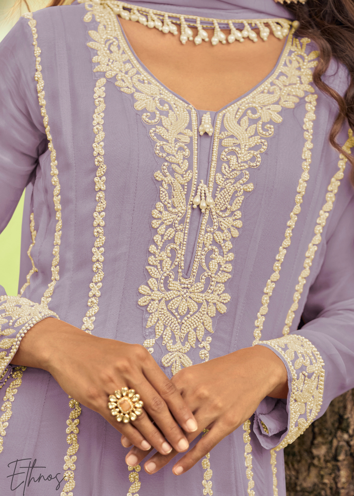 Lilac Purple Georgette Anarkali Suit