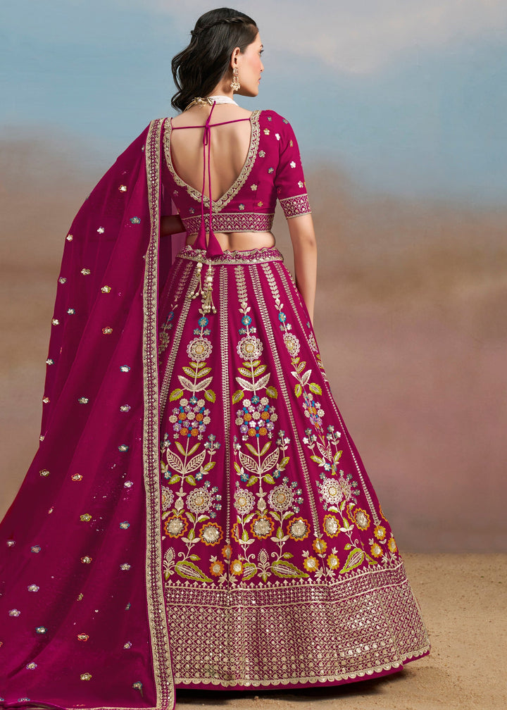 Pink Georgette Lehenga With Dupatta