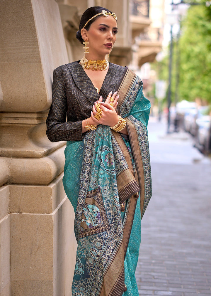 Sapphire Blue Poly Viscose Silk Saree
