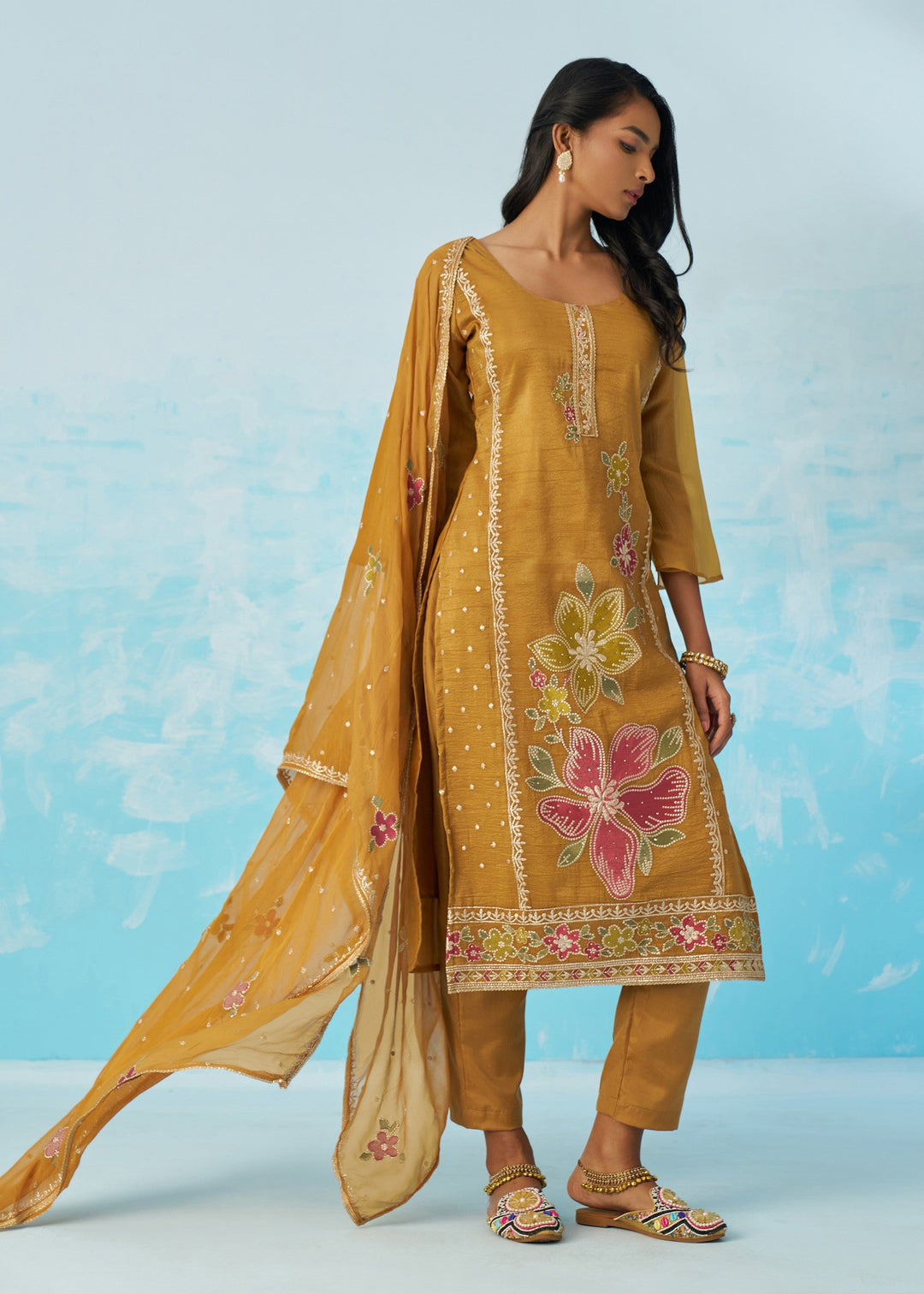 Mustard Yellow Salwar Suit With Dupatta