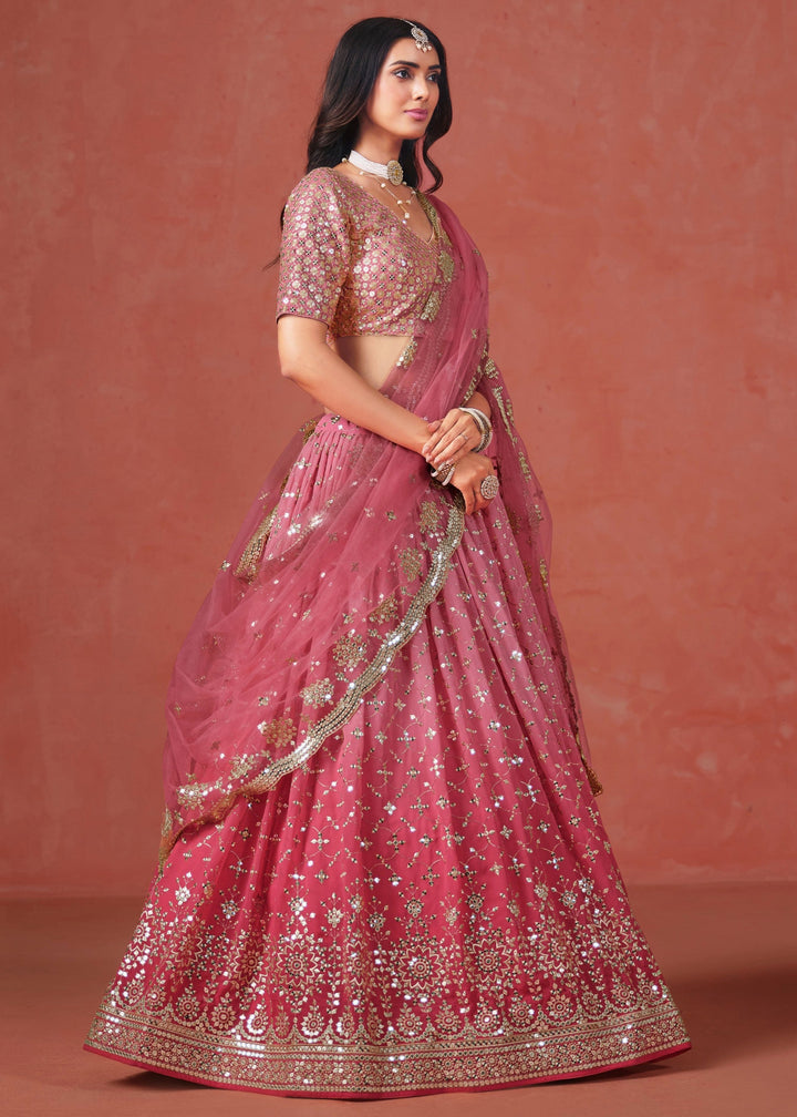 Peach Pink Georgette Lehenga Choli
