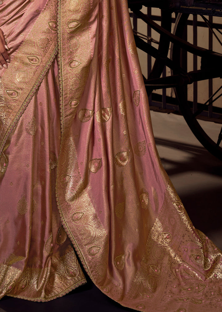 Shades of Pink Viscose Tissue Silk Saree