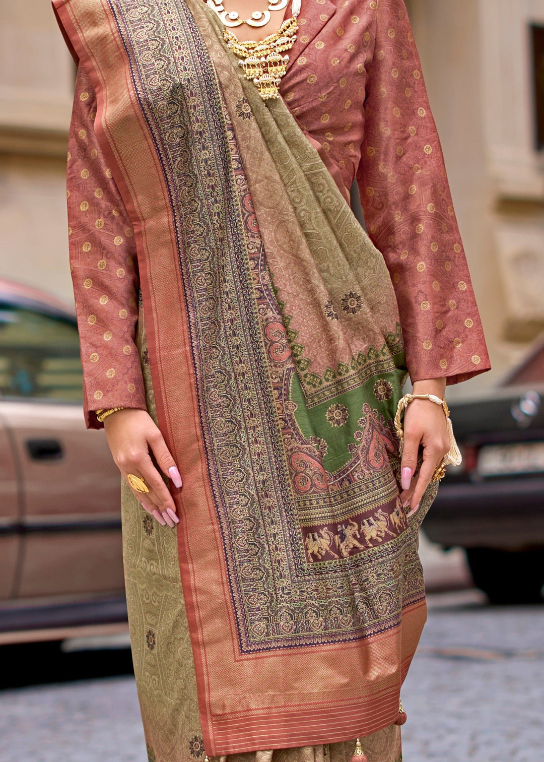 Moss Green Poly Viscose Silk Saree
