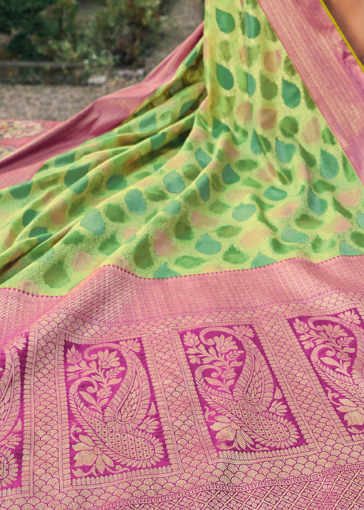 Shades Of Green Organza Silk Saree