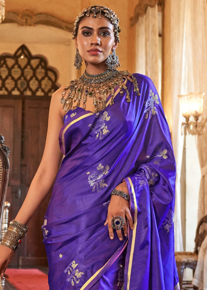 Lavender Satin Silk Saree