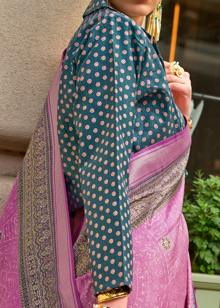 Fuscia Pink Poly Viscose Silk Saree