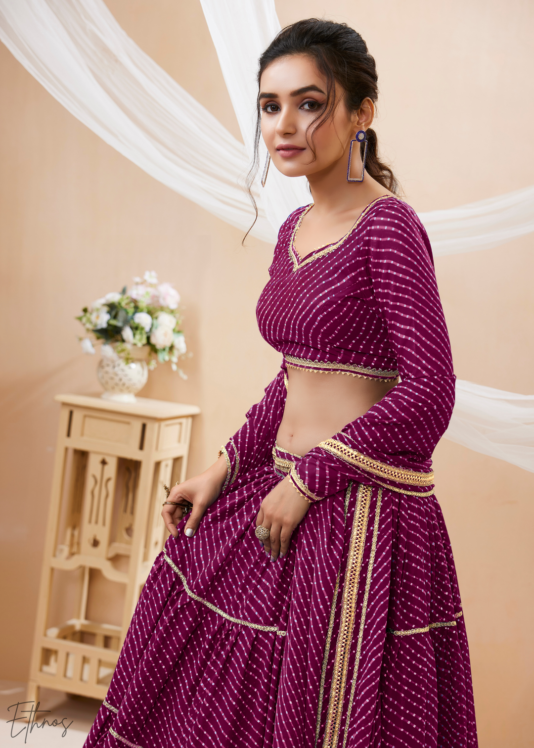 Damson Purple Georgette Lehenga Choli