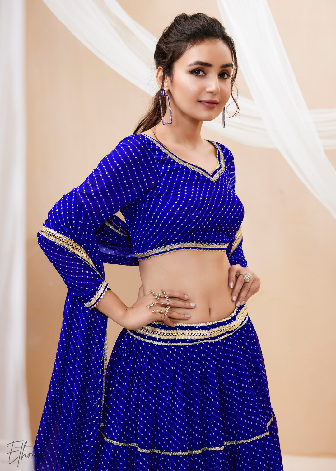 Moroccan Blue Georgette Lehenga Choli