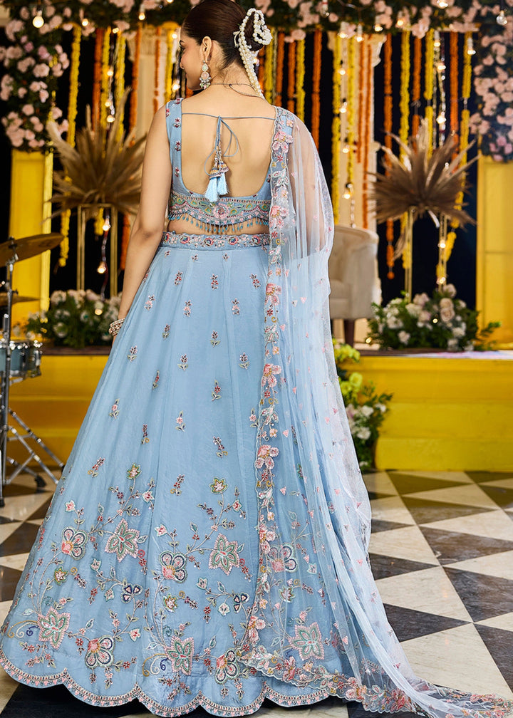 Sky Satin Silk Lehenga Choli