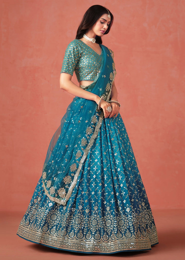Rama Blue Georgette Lehenga Choli
