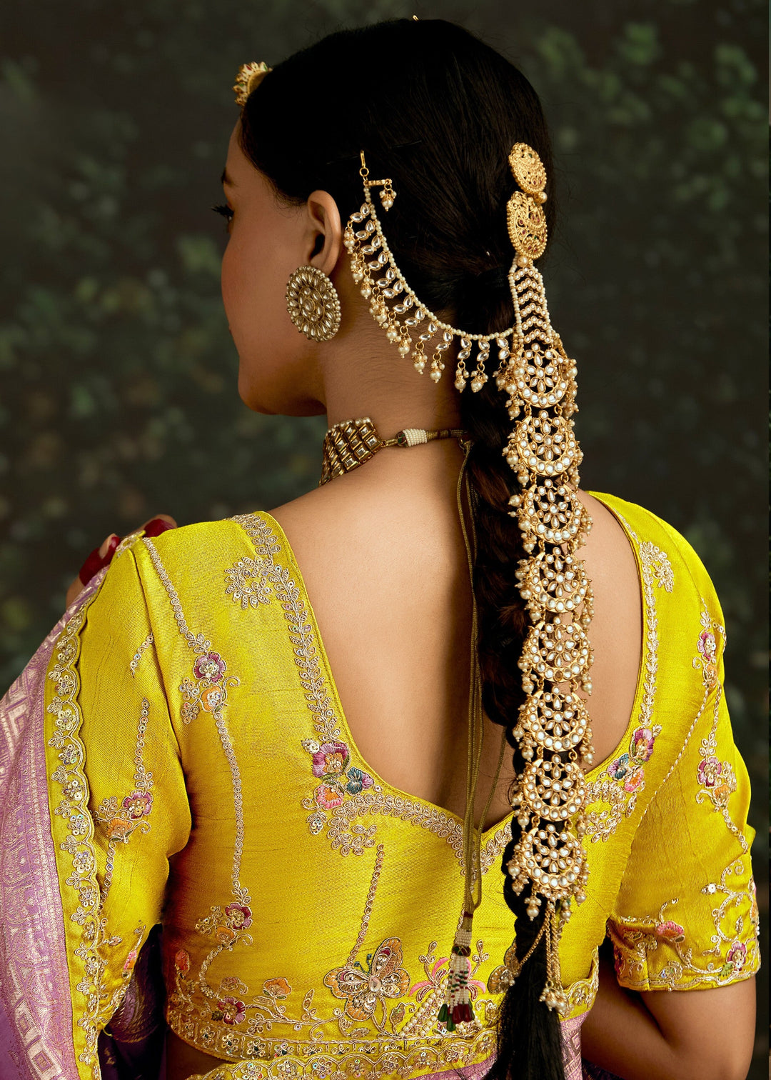 Lavender and Yellow Viscose silk Saree