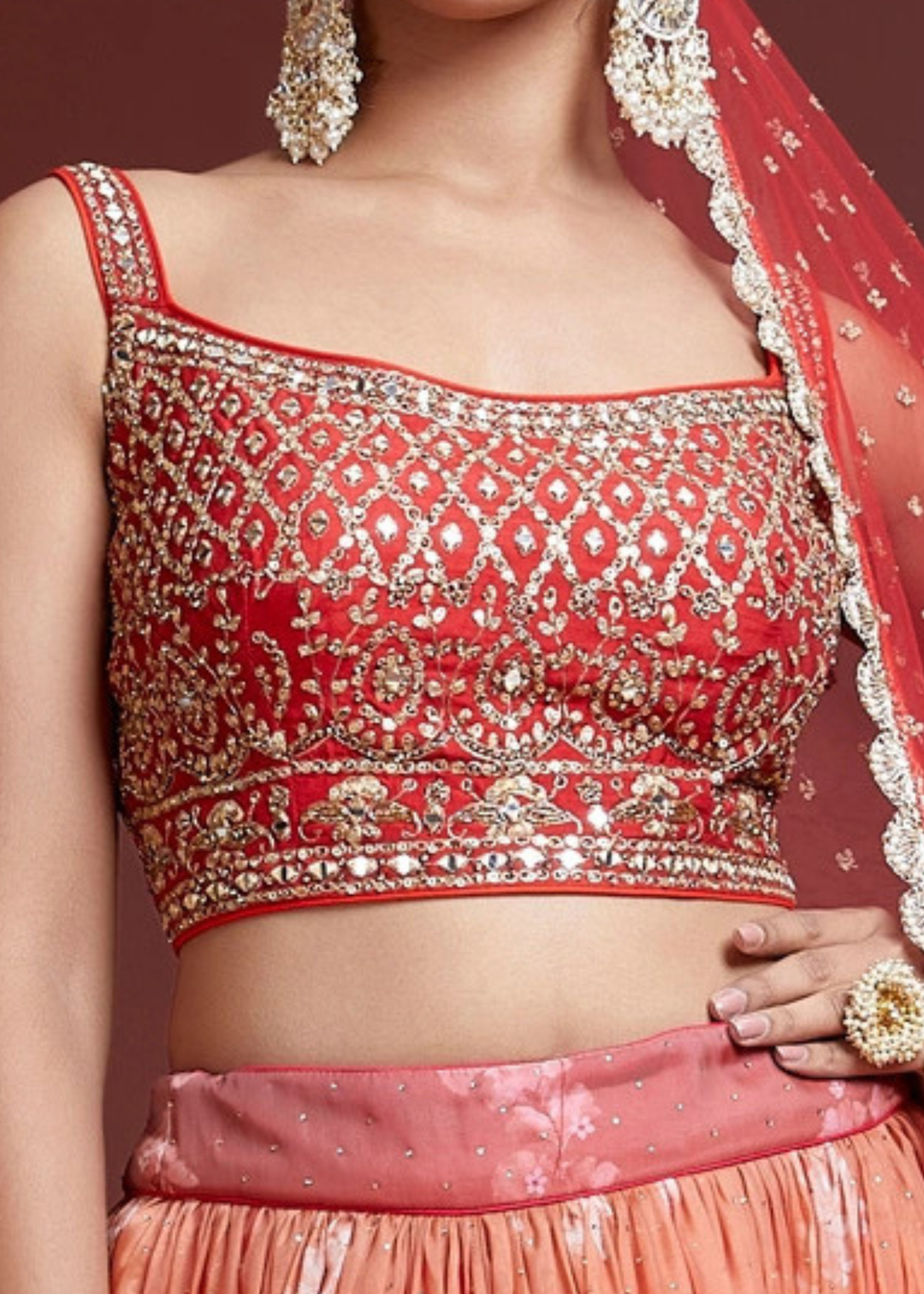 Shades Of Red Printed Organza