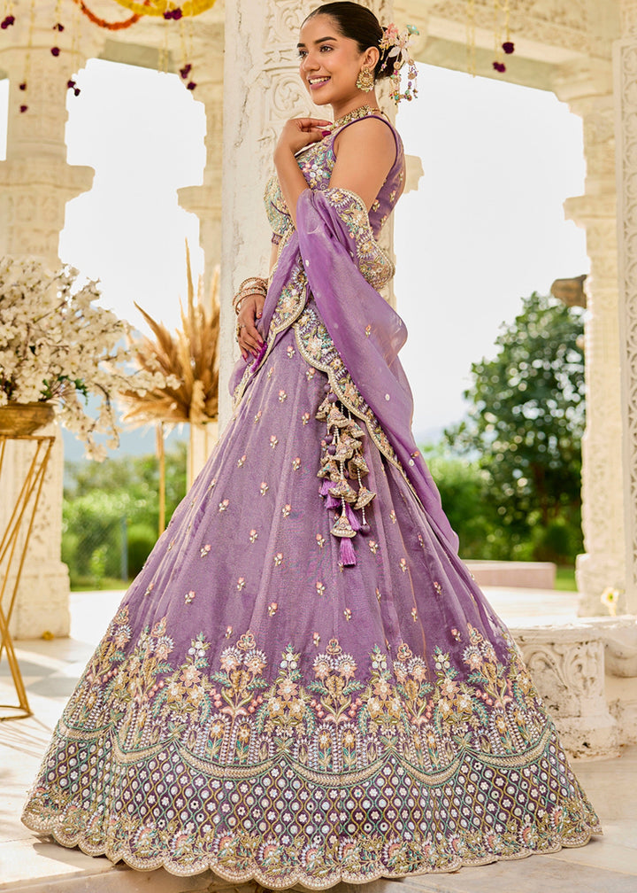 Purple Satin Silk Lehenga Choli