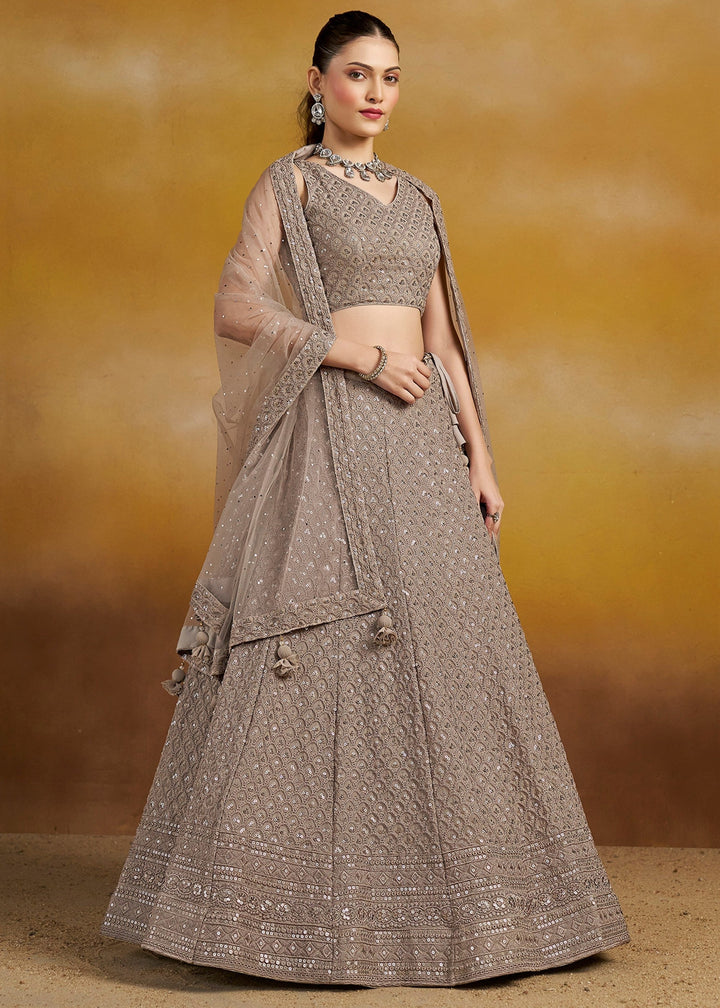 Grey Georgette Lehenga With Dupatta