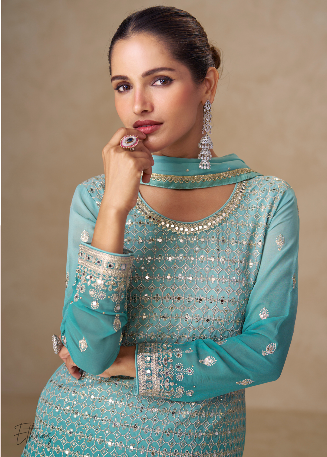 Aqua Blue Georgette Salwar Suit