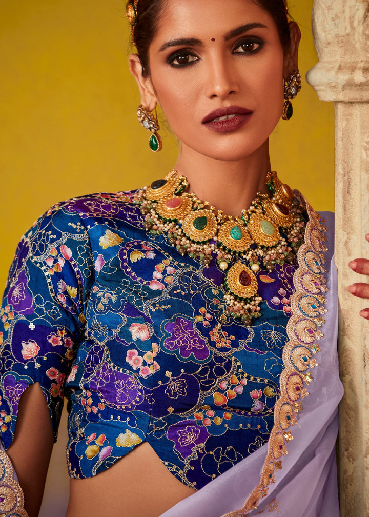Mauve Purple Glass Tissue Silk Saree