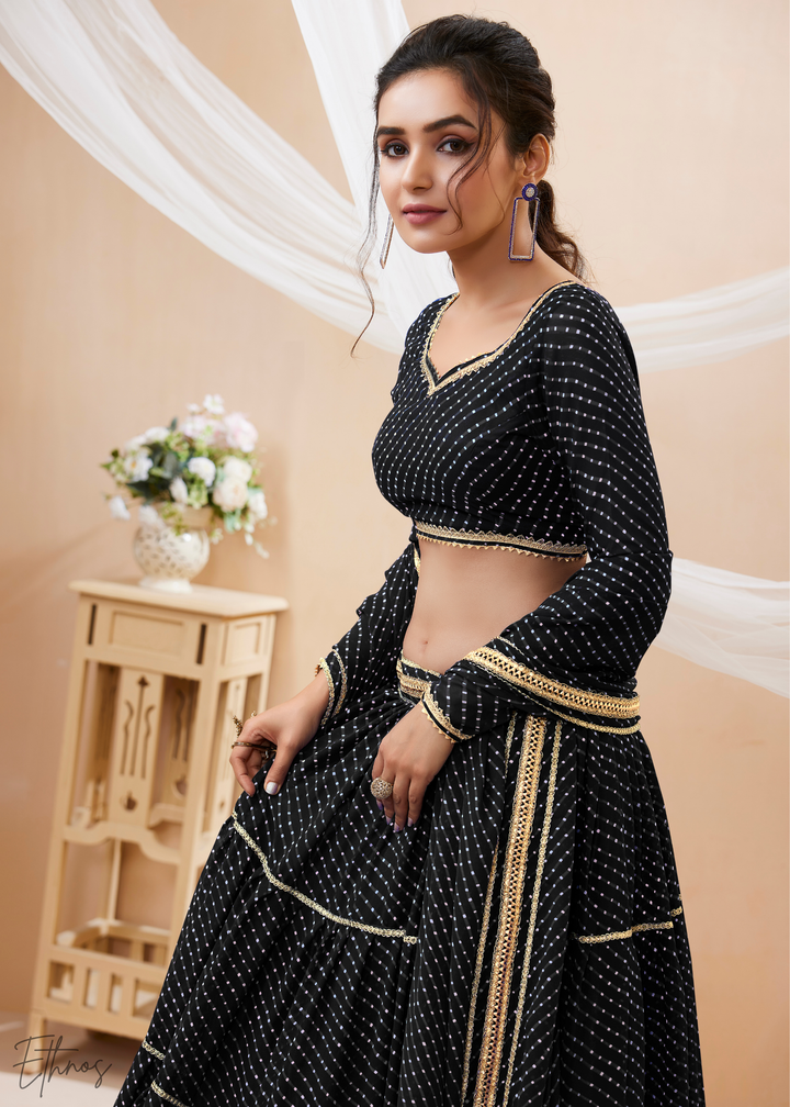 Obsidian Black Georgette Lehenga Choli
