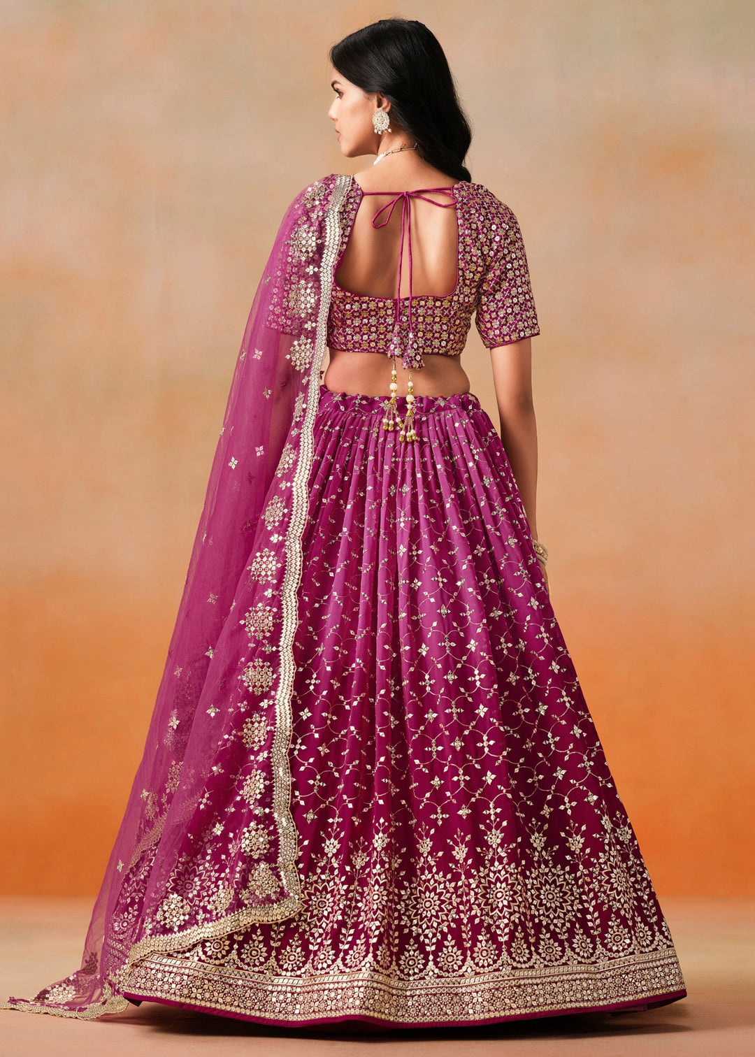 Red Pink Georgette Lehenga Choli
