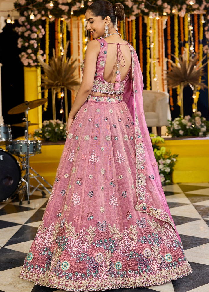 Pink Satin Silk Lehenga Choli