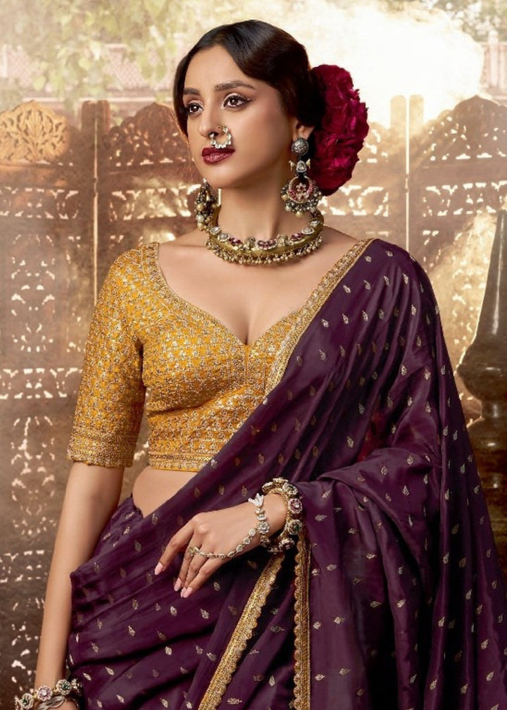 Burgandi Viscose Crepe Silk Saree