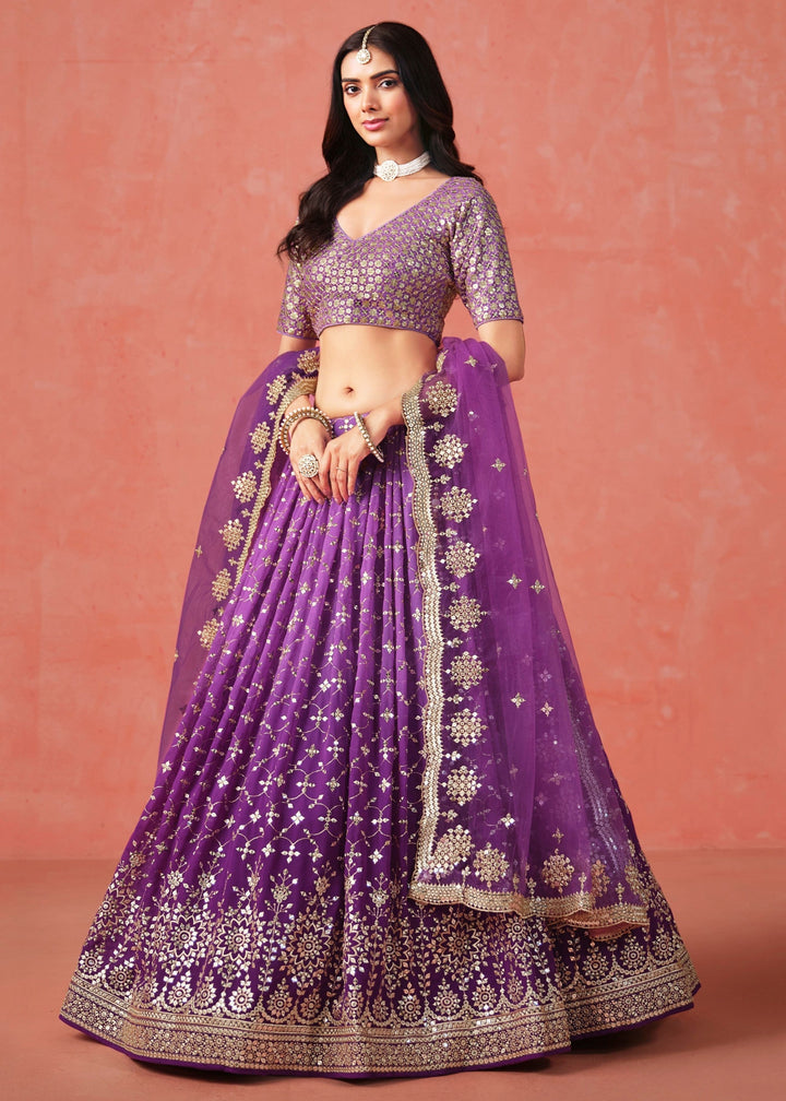 Purple Georgette Lehenga Choli