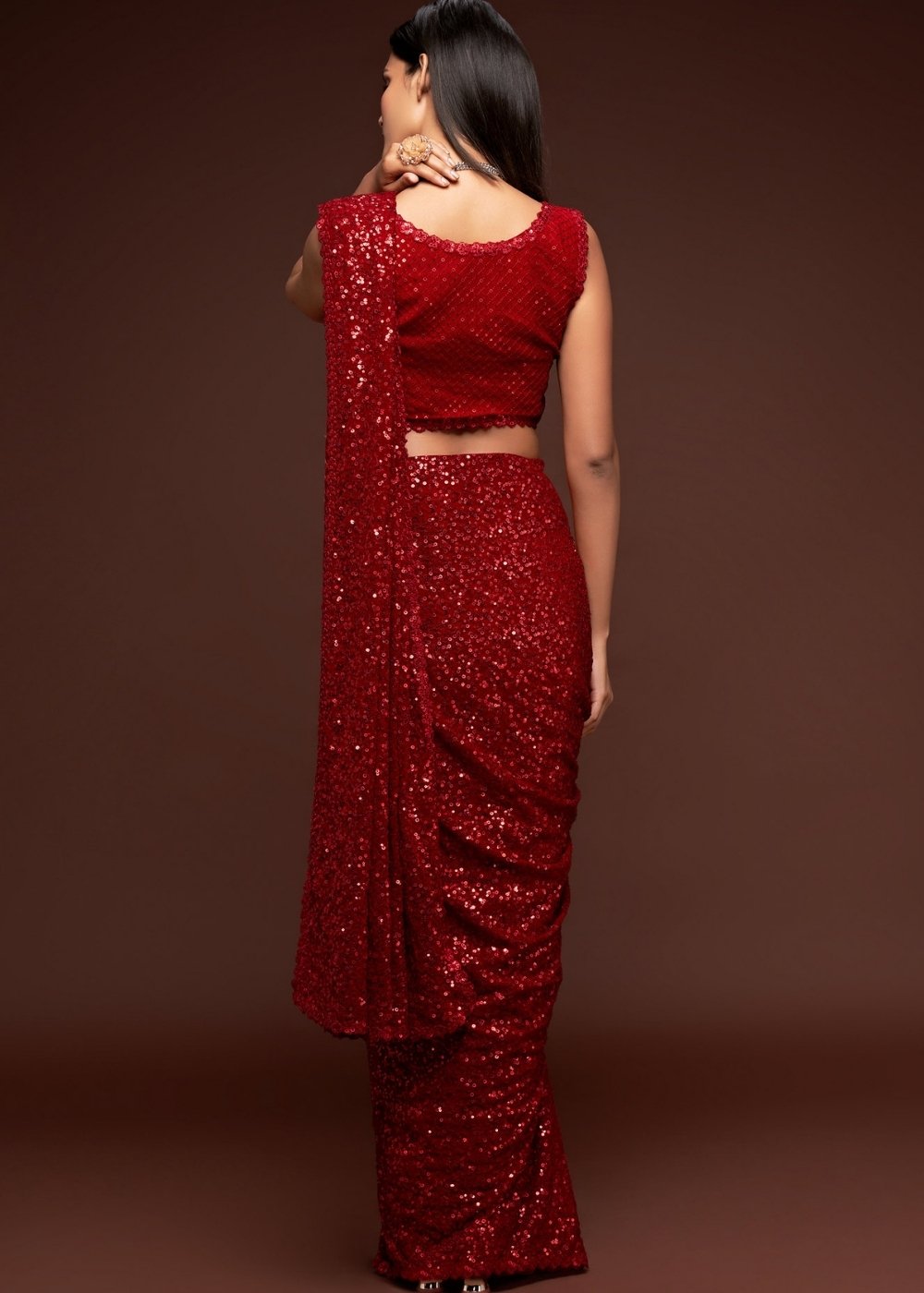 Scarlet Red Designer Georgette Saree : Top Pick