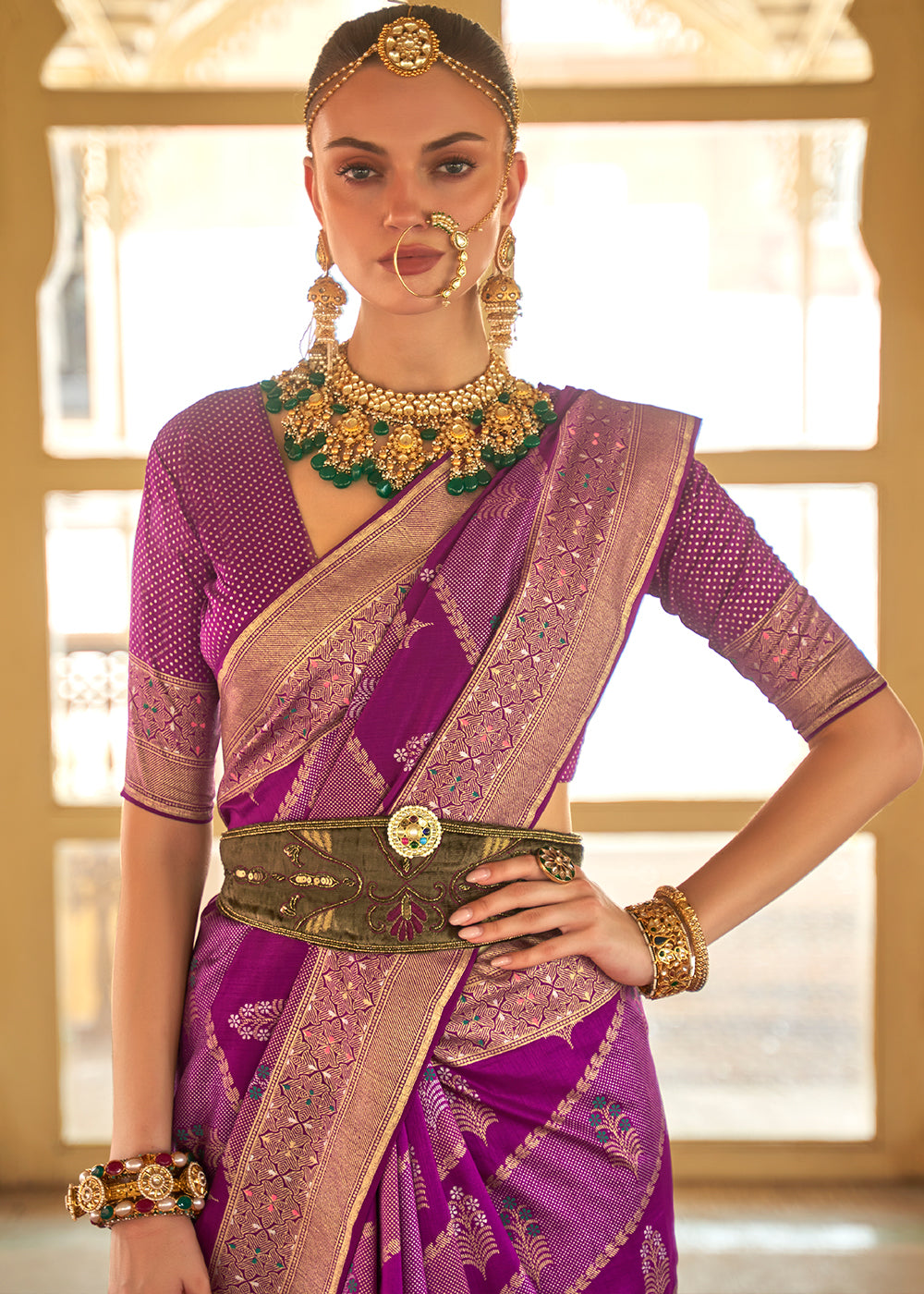 Lollipop Purple Zari Woven Banarasi Silk Saree