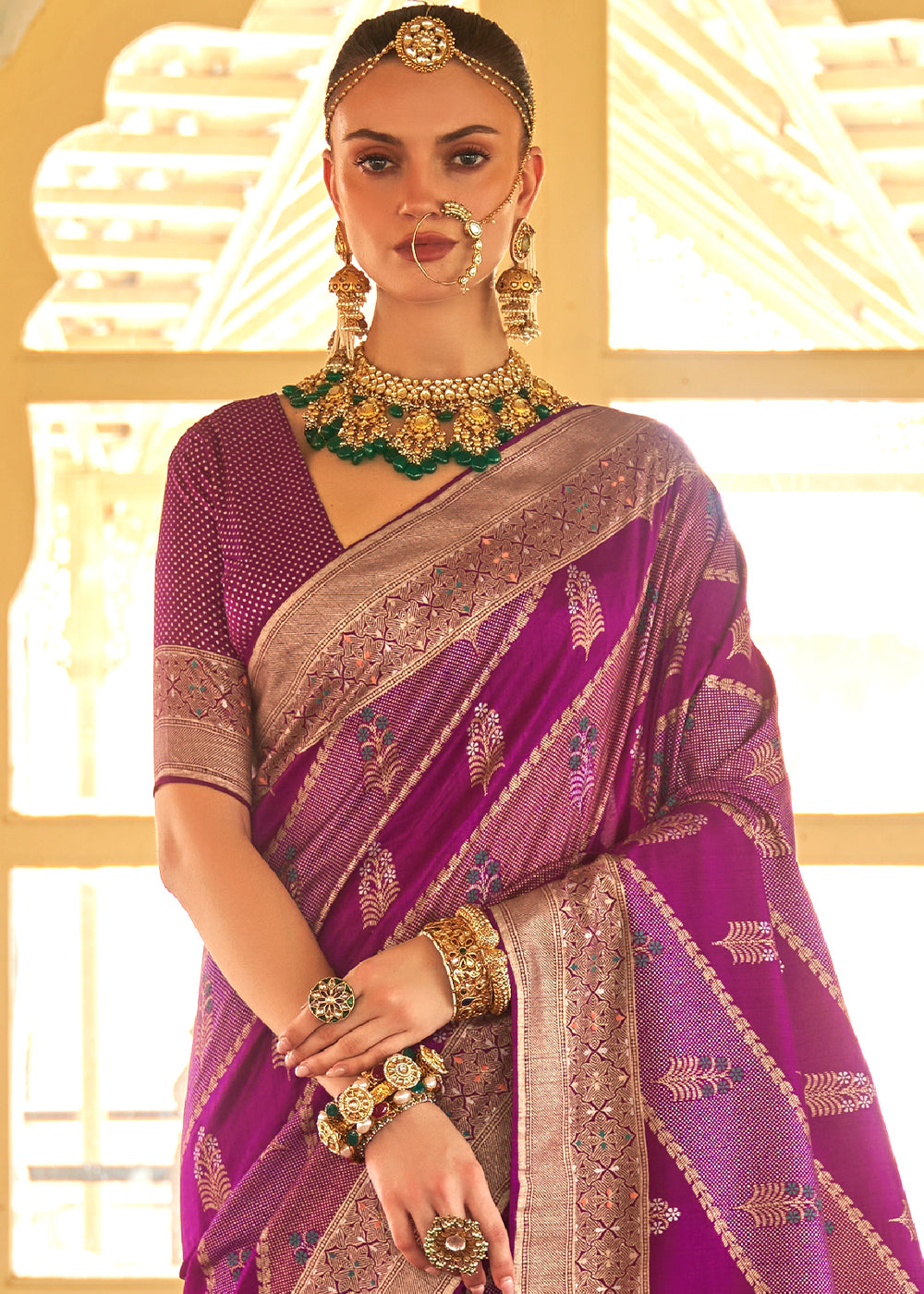 Lollipop Purple Zari Woven Banarasi Silk Saree