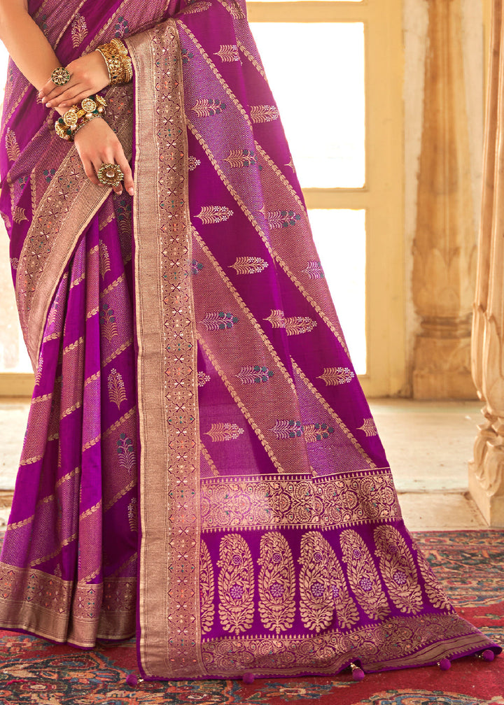 Lollipop Purple Zari Woven Banarasi Silk Saree
