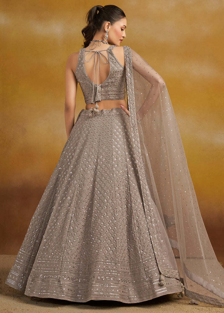 Grey Georgette Lehenga With Dupatta