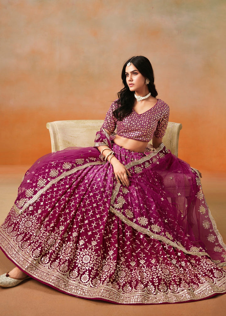 Red Pink Georgette Lehenga Choli