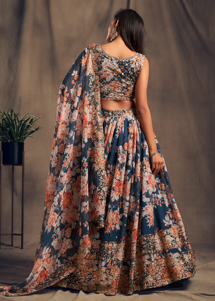 Dove Blue Organza Lehenga with Dupatta : Top Pick