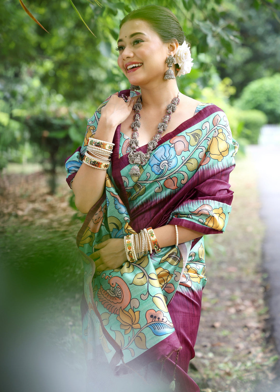 Wine Solid Design Cotton Silk Saree
